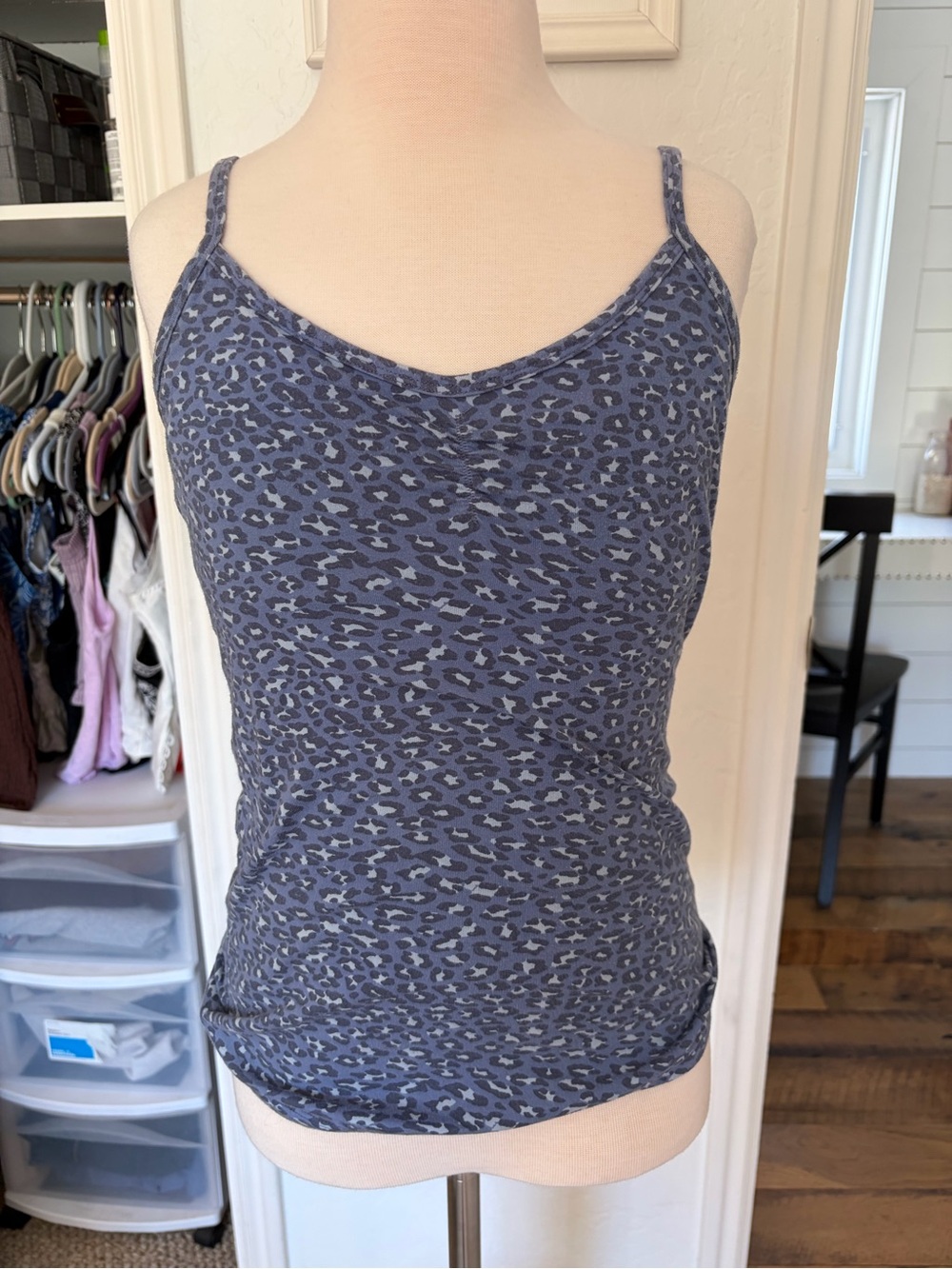 aerie Navy Leopard Print Spaghetti Strap Cami